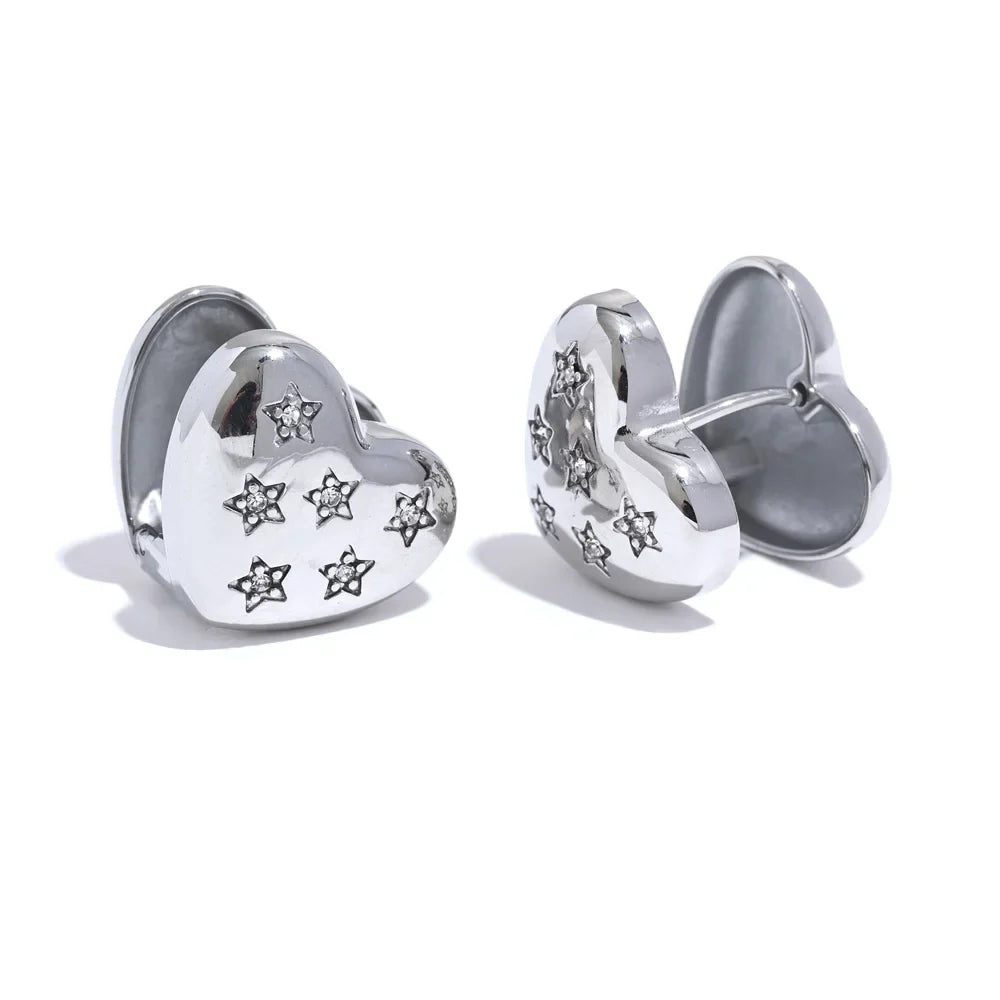 Gold Heart Stud Earrings