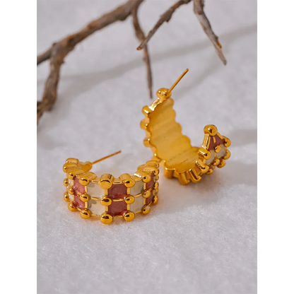 Enamel C-Shape Earrings