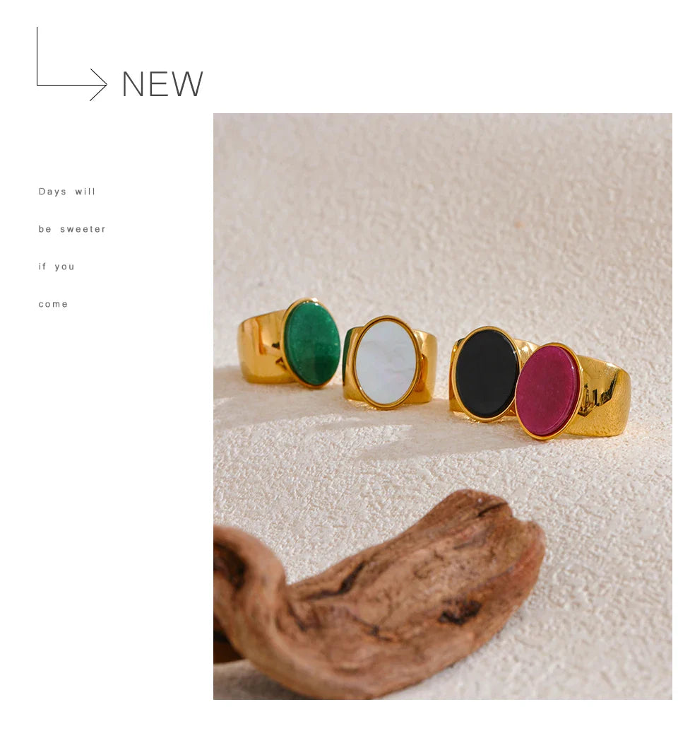 Wide band rings with stones