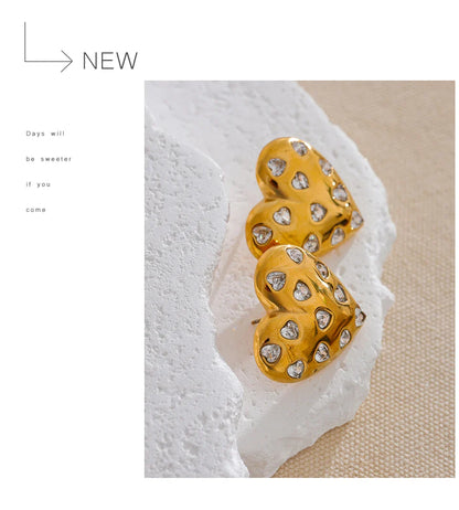 Heart shaped stud earrings