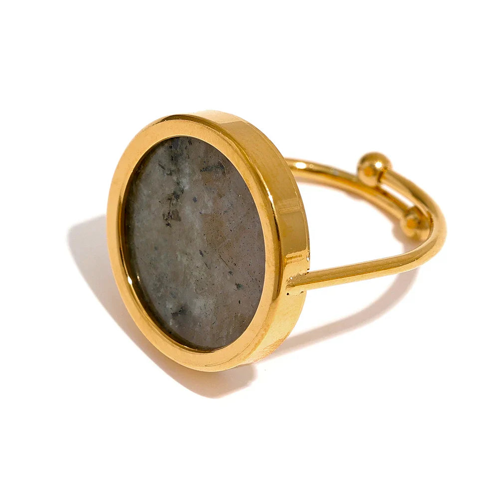 Turquoise Malachite Rhodochrosite Stone Adjustable Ring