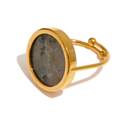 Turquoise Malachite Rhodochrosite Stone Adjustable Ring