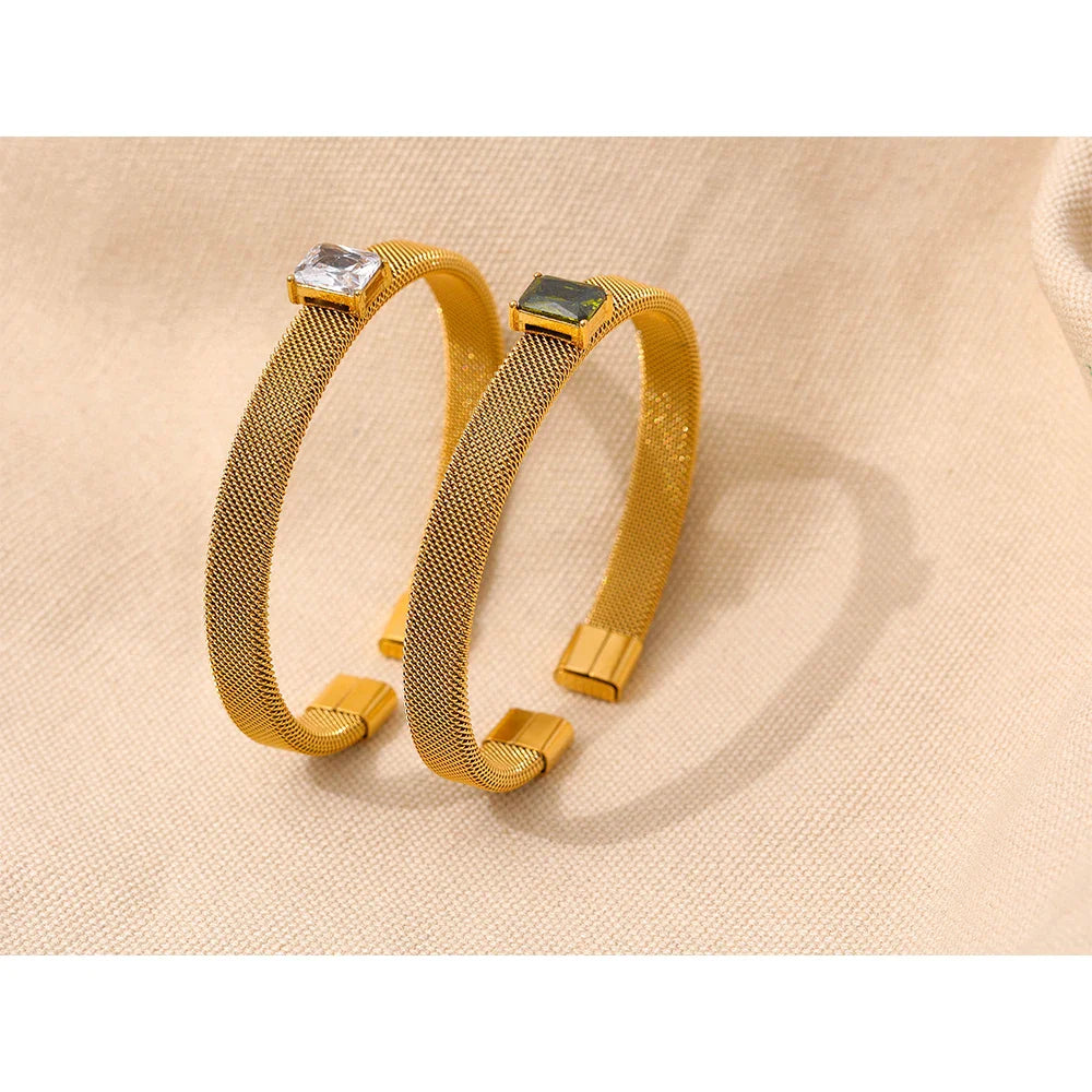 Olive Green Chain Cuff Bracelet