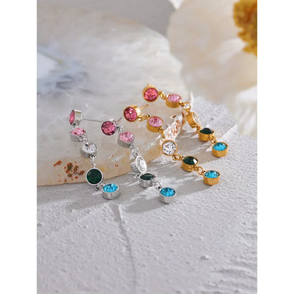 Colorful CZ Drop Earrings