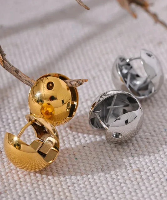 Round Hollow Hoop Earrings