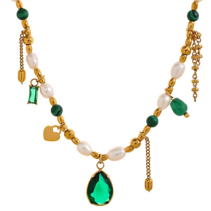 Beaded Gemstone Charm Necklace