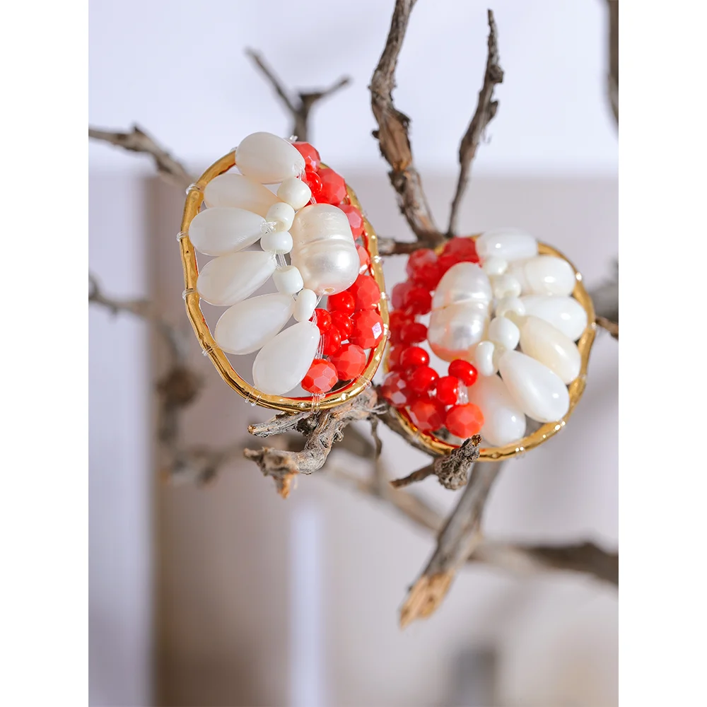 Red beaded earrings