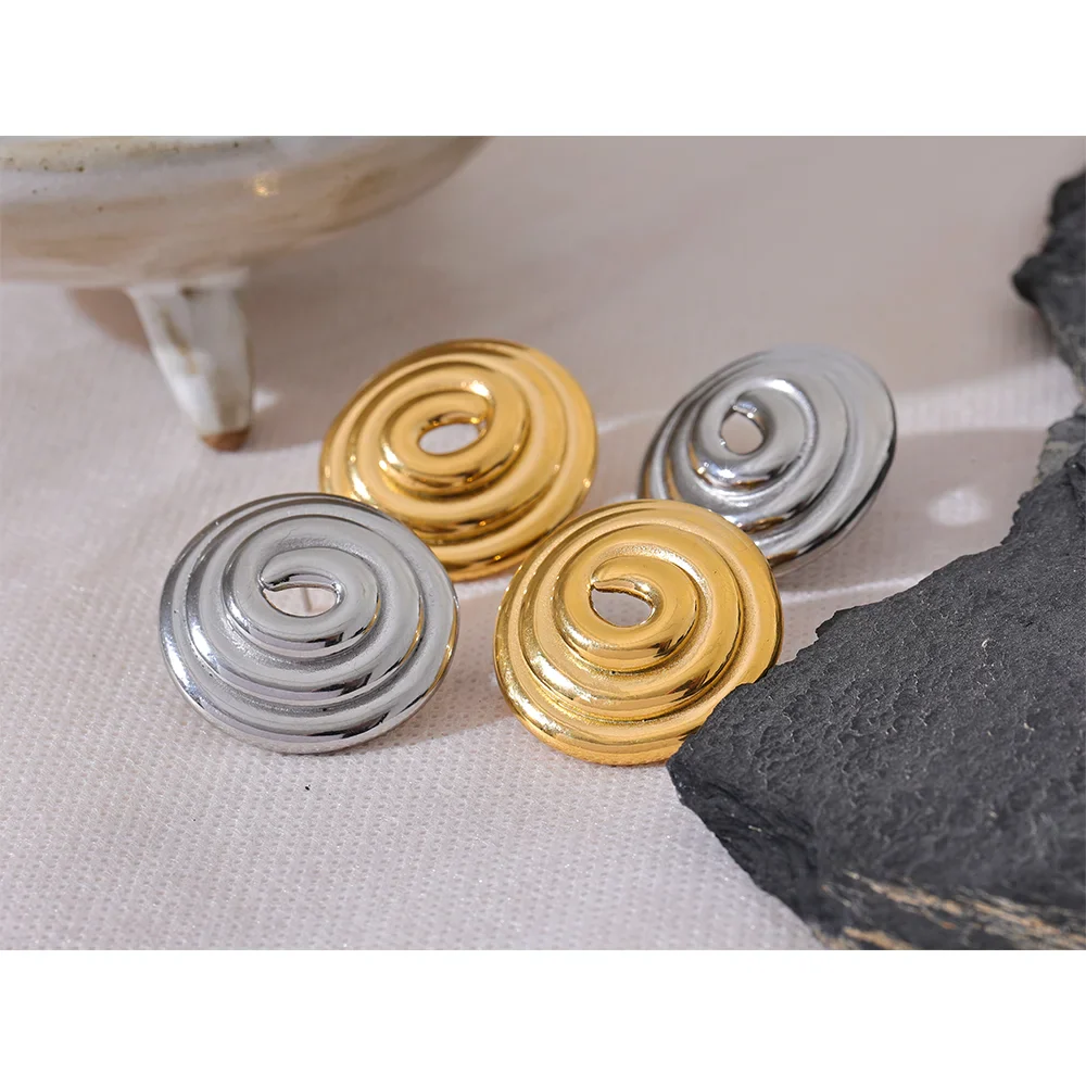 Round Circle Big Stud Earrings
