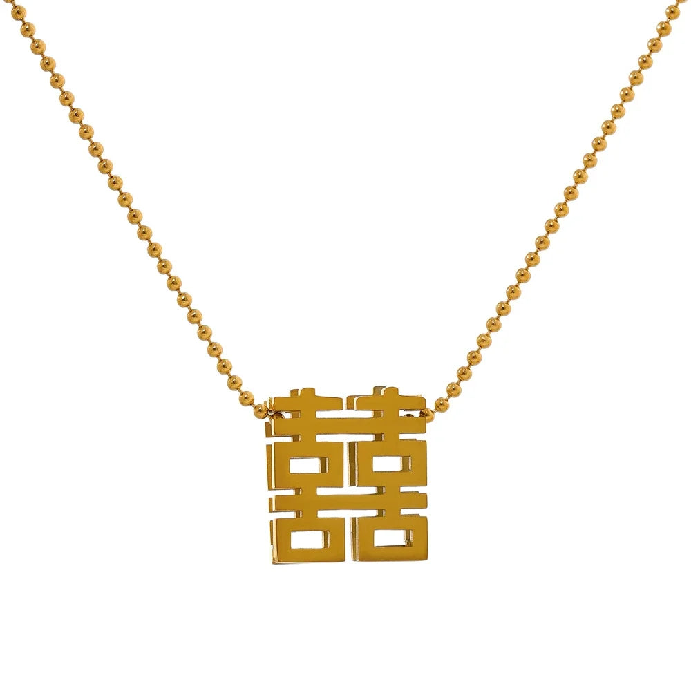 Lucky Chinese Character Pendant Necklace