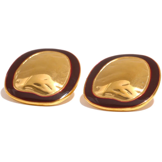 Punk Enamel Big Stud Earrings