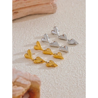 Yhpup Fashion Stainless Steel Metal Heart Love Drop Dangle Earrings  Anti Allergy Charm Romantic Daily Jewelry for Women Gift