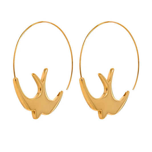 Swallow Bird Thin Hoop Earrings