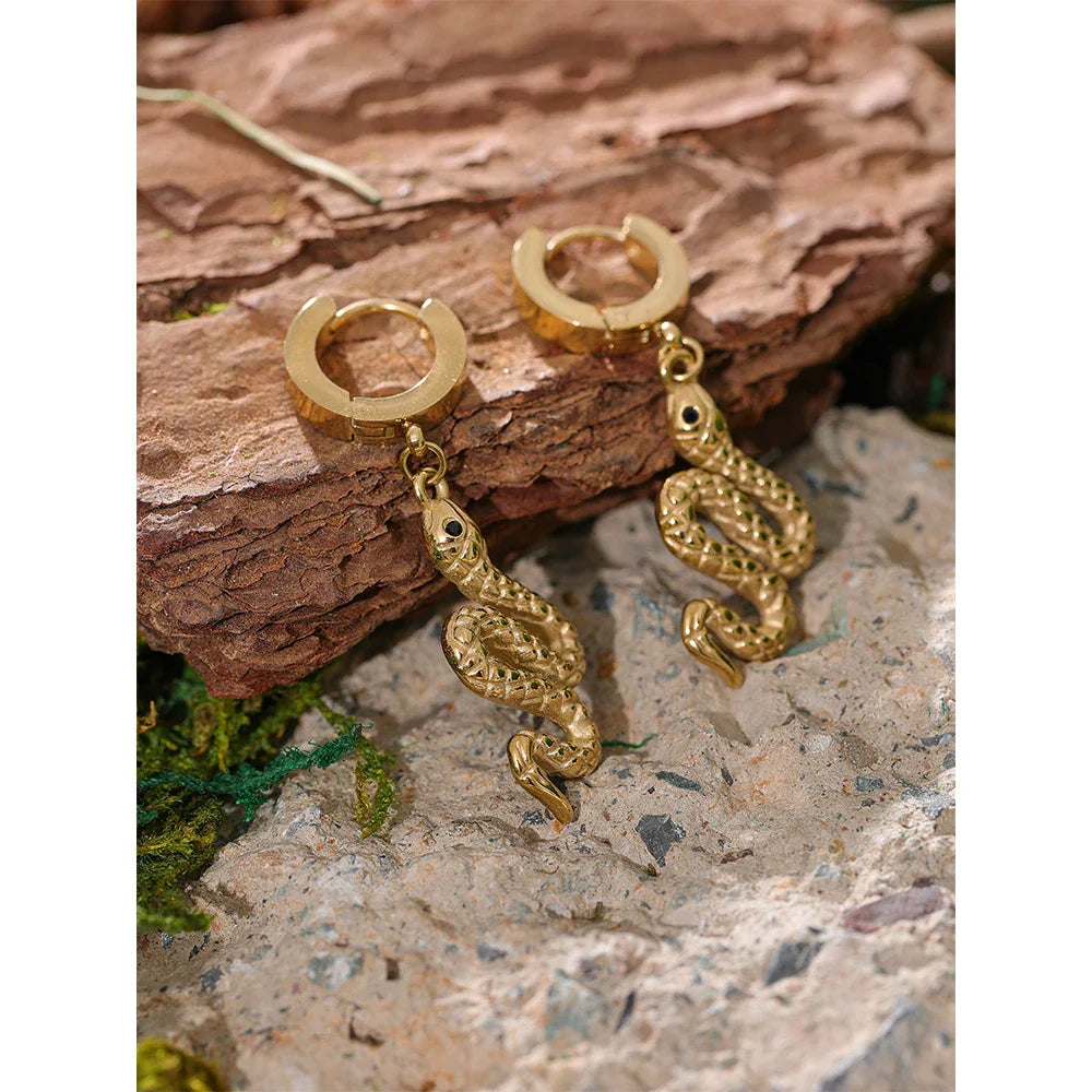 Gold snake earrings