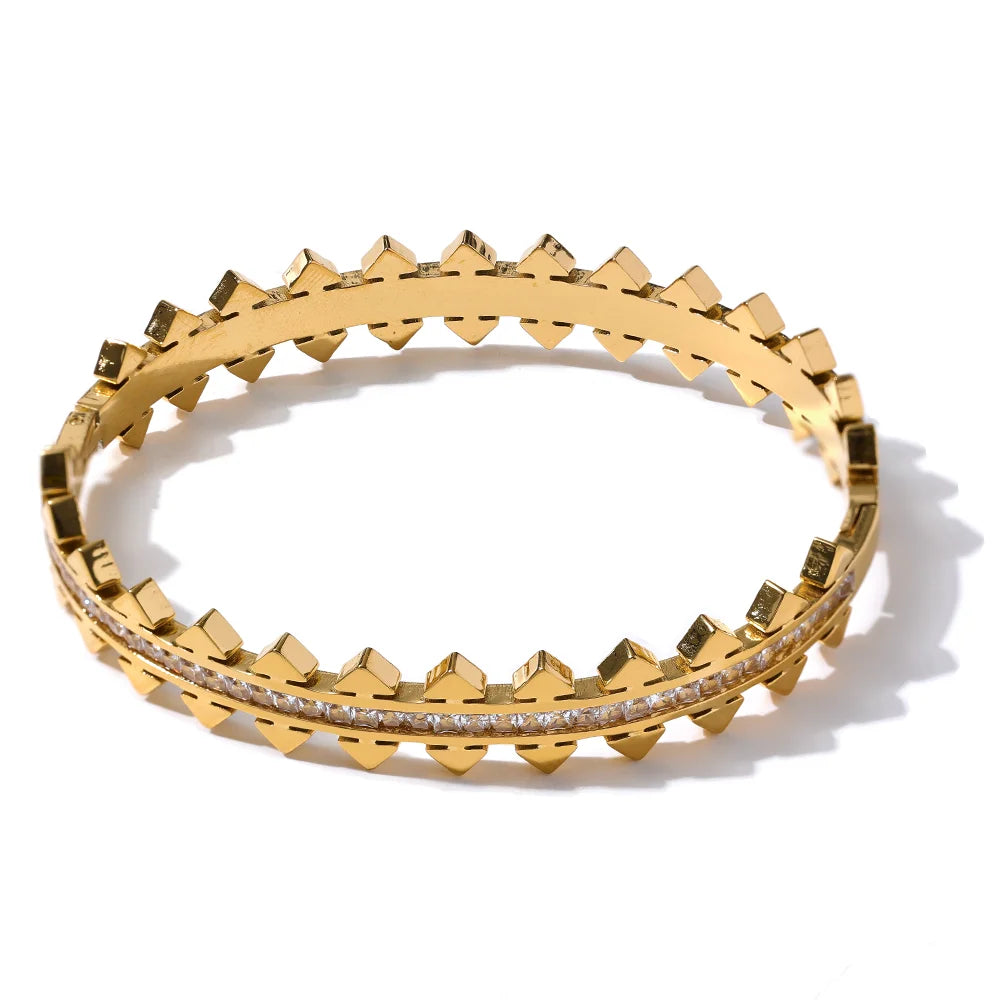 Unique CZ Geometric Bracelet