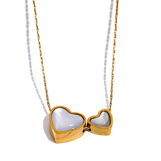 Natural Shell Heart Pendant Necklace