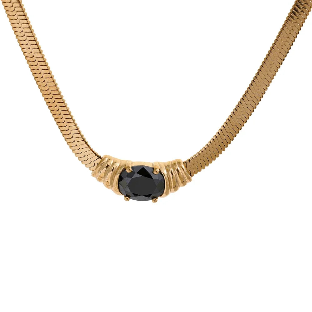 Green CZ Snake Chain Necklace