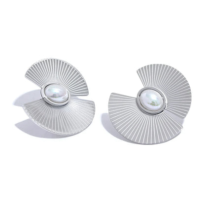 Pearl Fan Stud Earrings