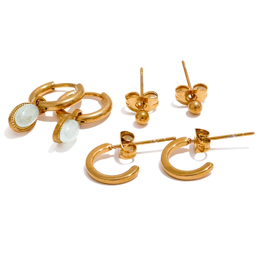 C Shape Geometric Stud Earrings