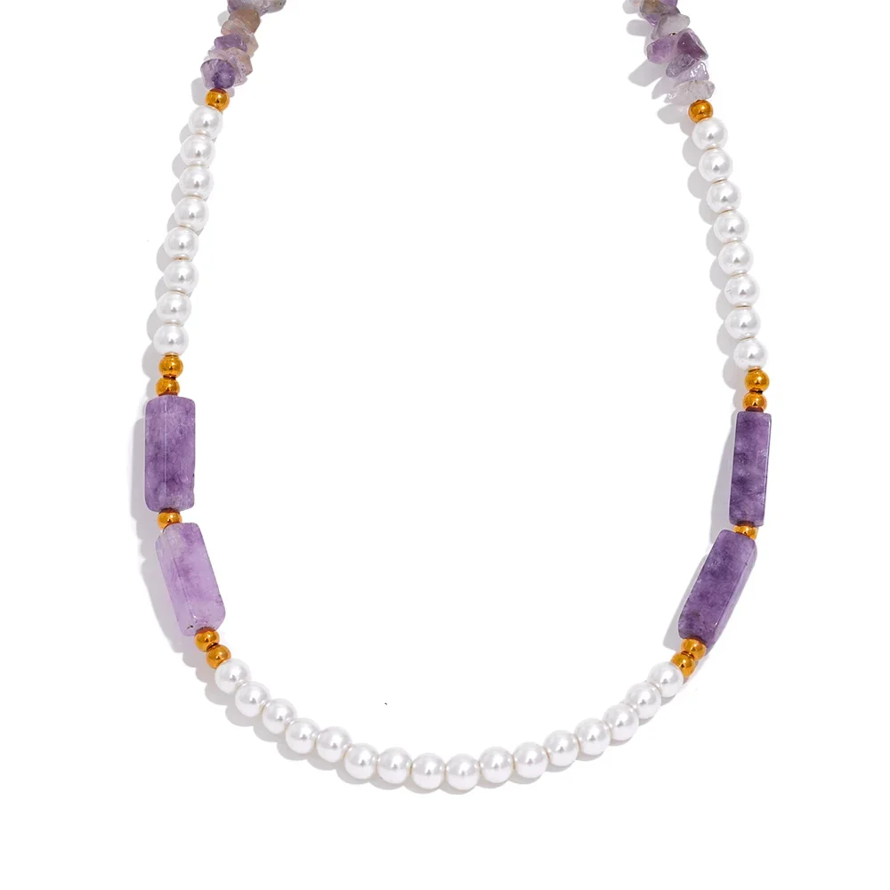 Elegant Pearl & Stone Necklace