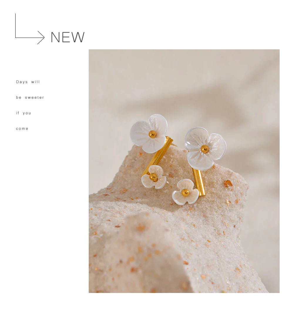 White Flower Earrings
