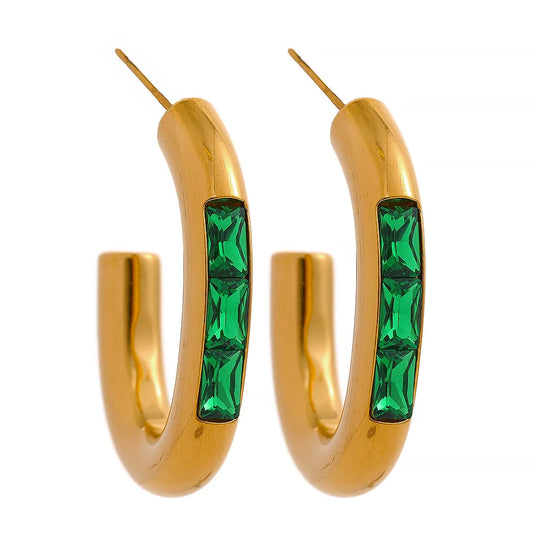 Gold Zirconia Hoop Earrings