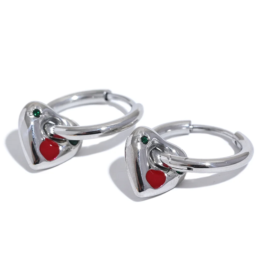 Heart Love Zircon Hoop Earrings