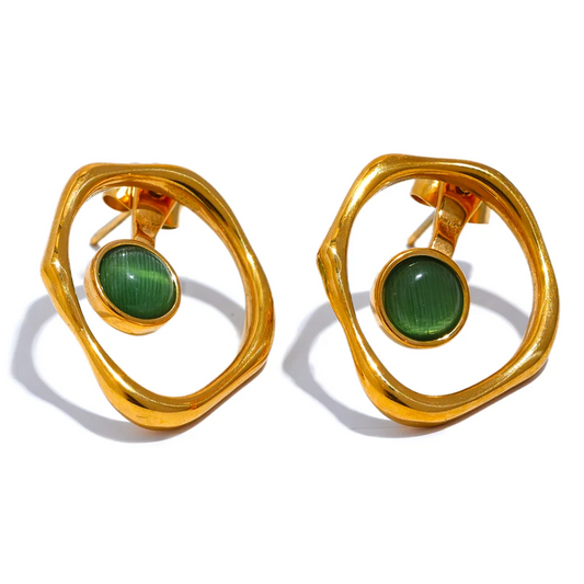 Natural Stone Hoop Earrings