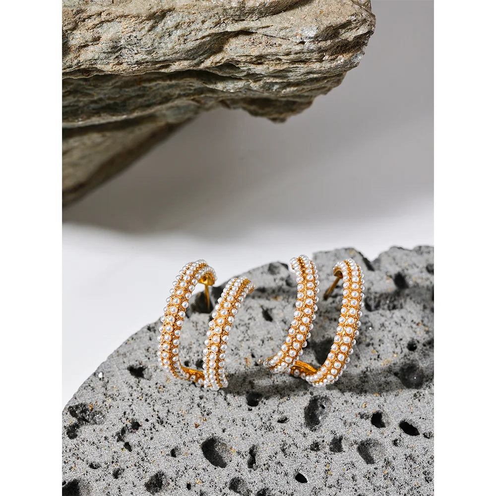 Pearl Hoop Earrings