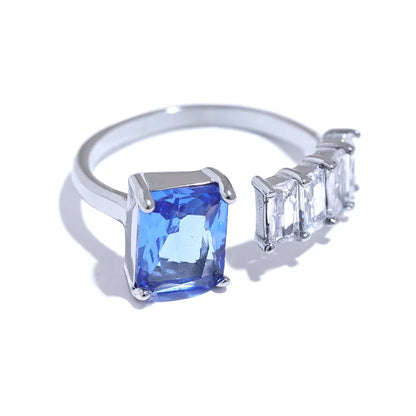 Colorful CZ Square Ring