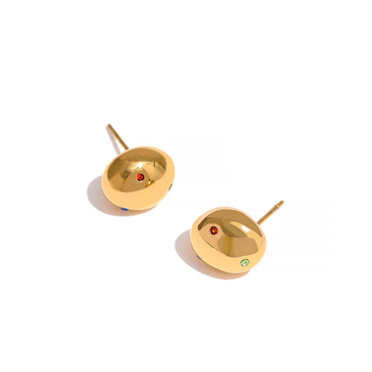 Gold Plated Bead Stud Earrings