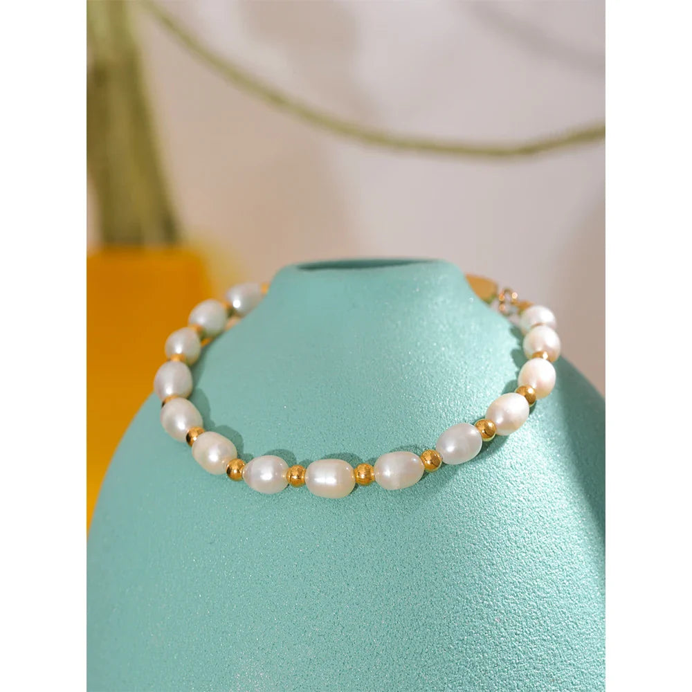 Freshwater Pearl & PVD Charm Bracelet