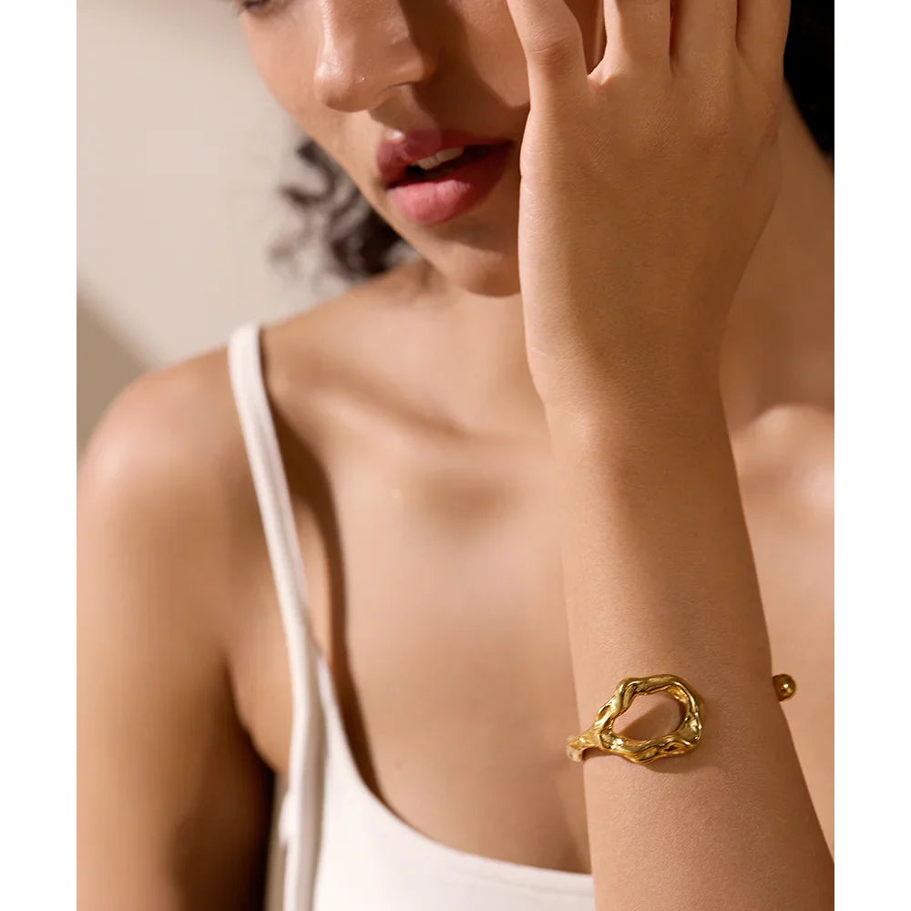 Geometric Hollow Cuff Bracelet