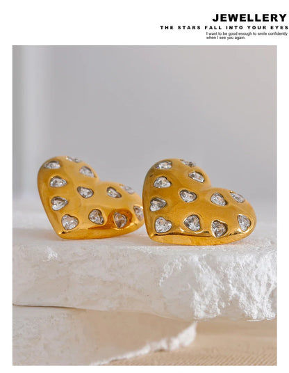 Heart shaped stud earrings