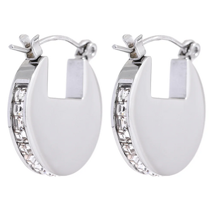 Rhinestone Round Hoop Earrings