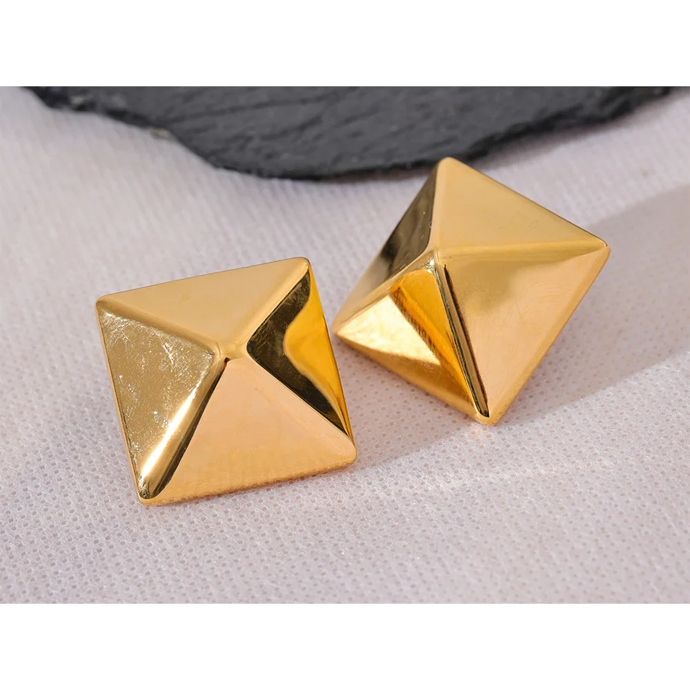 Glossy Smooth Square Geometric Stud Earrings