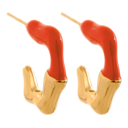Y2K Enamel C Shape Geometric Earrings