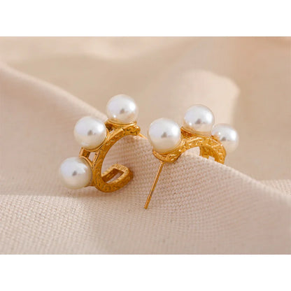 Vintage Pearl Geometric Hoops