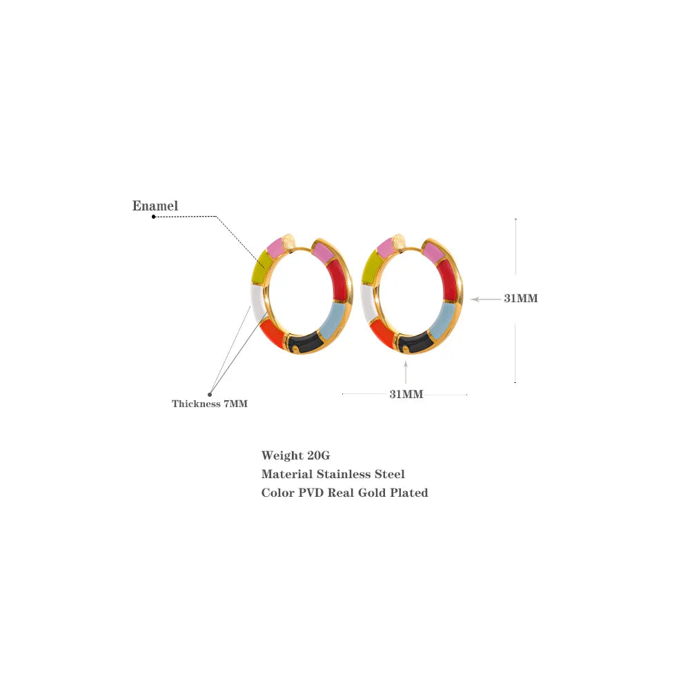 Enamel Hoop Earrings