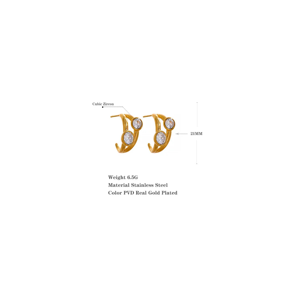 Stainless Steel C-Shaped Earrings