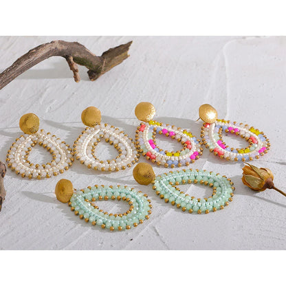 Handmade Beaded  Hoop Earrings