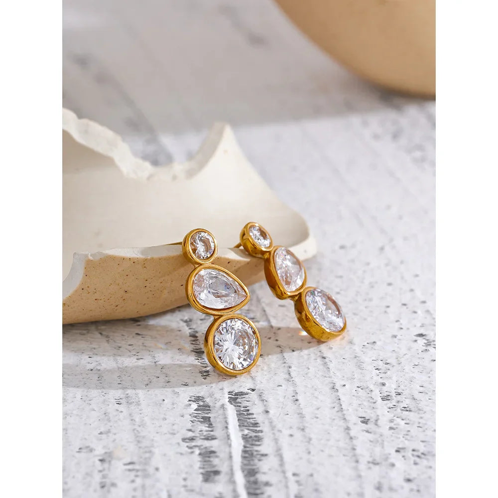 Shiny Zirconia Studded Earrings