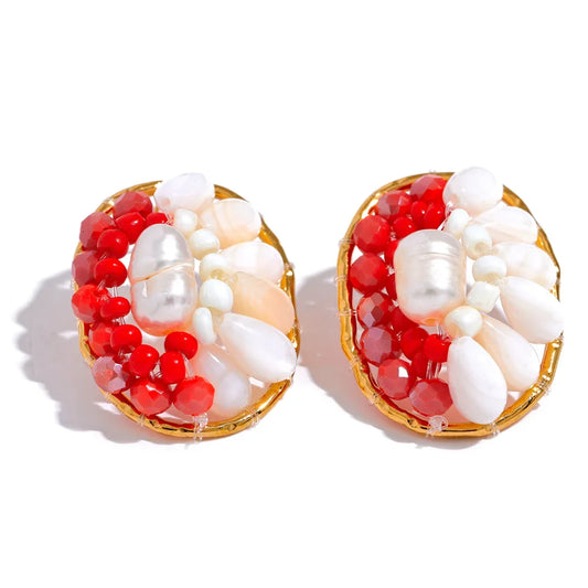 Red beaded earrings