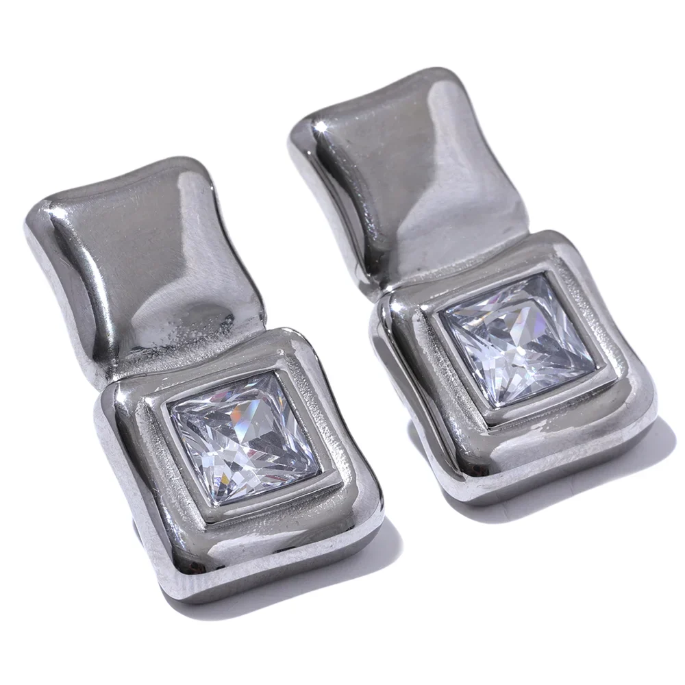 Square Zircon Stud Earrings