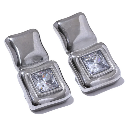 Square Zircon Stud Earrings