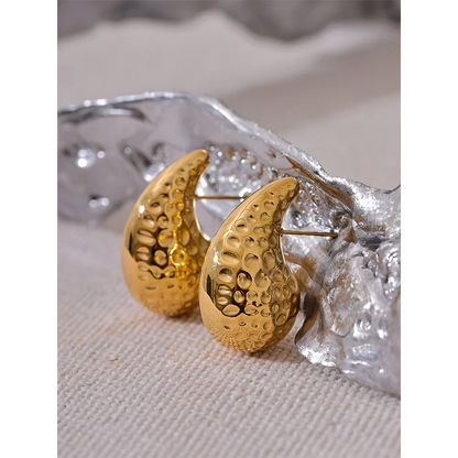Hammer Water Drop Stud Earrings