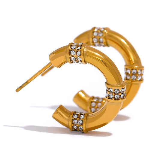 Gold Zirconia Hoop Earrings