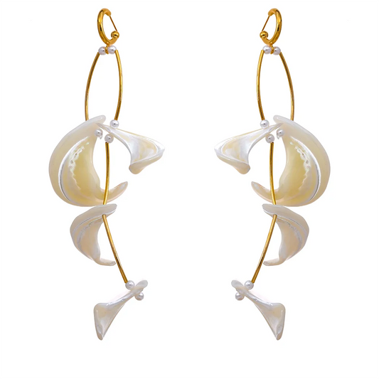 Dangling pearl earrings