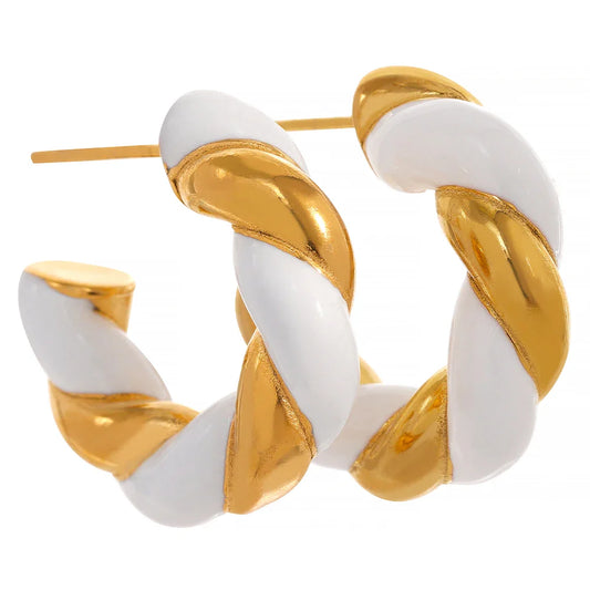 Twist Enamel Hoop Earrings