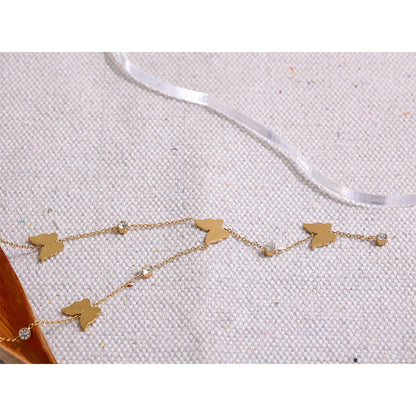 Stylish Chic Temperament Golden Butterfly Delicate Chain Stainless Steel Necklace Waterproof Romantic Zircon Charm Jewelry