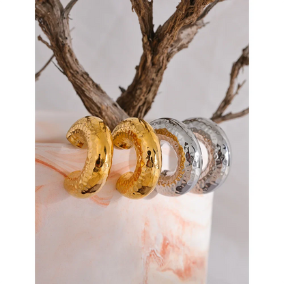 C Shape Chunky Huggie Earrings